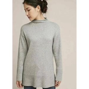 Anthropology Moth Gray Saskia Roll-neck Pullover Oversized TUNIC Sweater